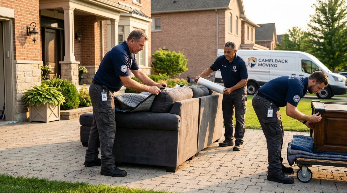 Large estate moving crew wrapping furniture in Amarillo, TX