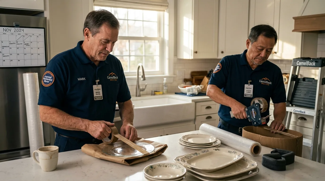 Professional crew packing kitchen dishware in Amarillo, TX